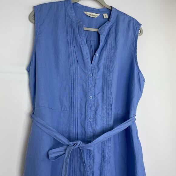 L.L. Bean blue button down dress 100% Linen Size 20 Petite - Picture 2 of 14